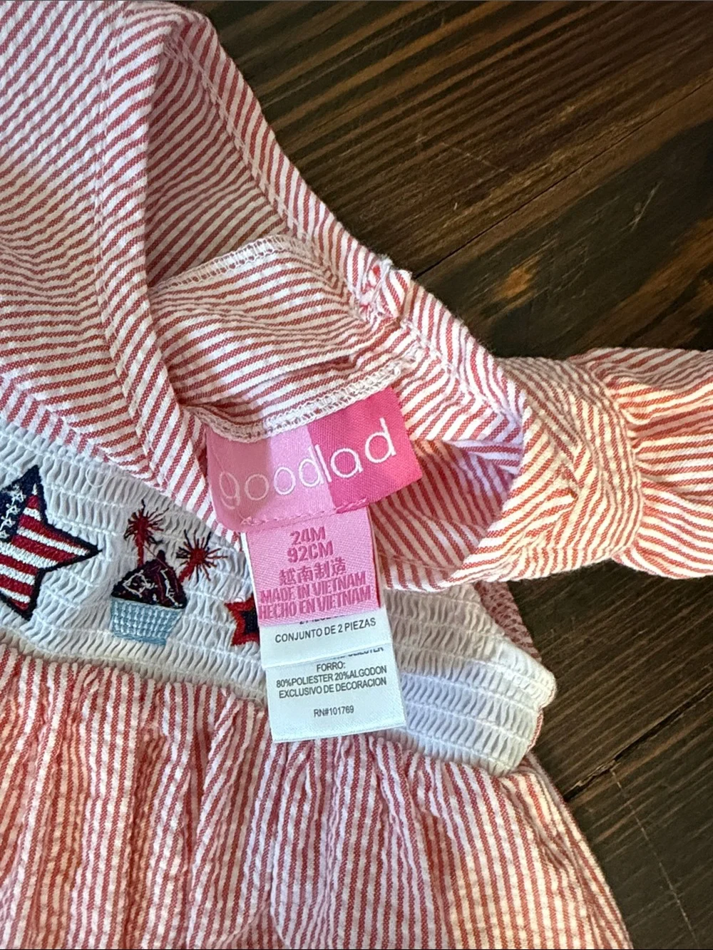 Good Lad Pink Seersucker Dress with Star Smocking
